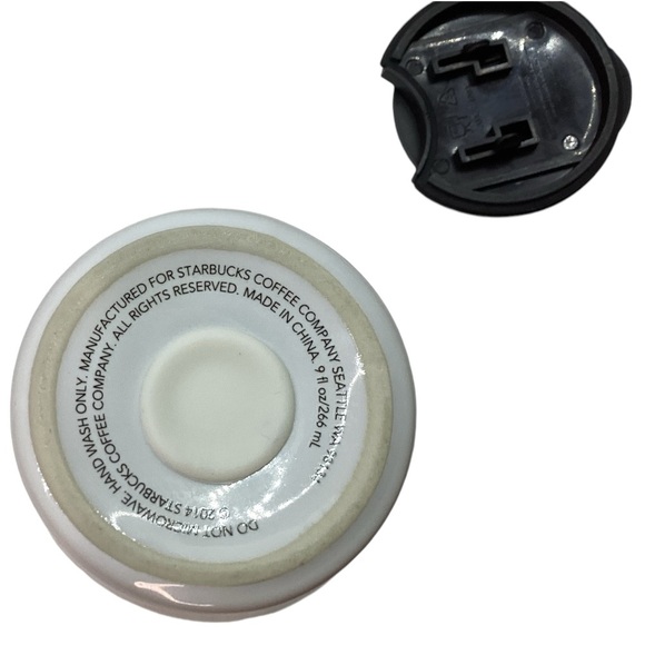 Starbucks 2014 - 9 oz White & Gold Oh What Fun Ceramic Travel Mug With Lid - Picture 4 of 4